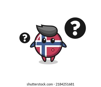 Cartoon Illustration of norway flag badge with the question mark , cute style design for t shirt, sticker, logo element