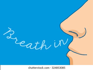 Cartoon illustration of nose breathing in a word