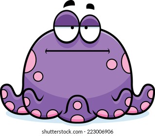 A cartoon illustration of a octopus looking bored.