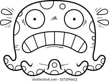 A cartoon illustration of a octopus looking scared.