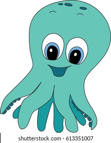 cartoon illustration of a octopus on a white background