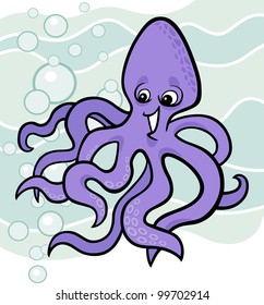 cartoon illustration of octopus in the water