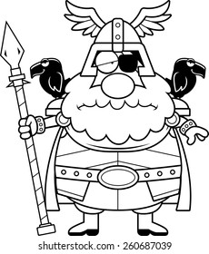 A cartoon illustration of Odin looking sad.