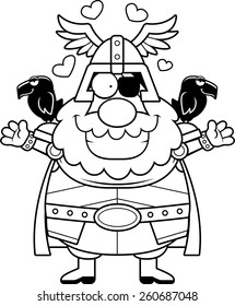 A cartoon illustration of Odin ready to give a hug.