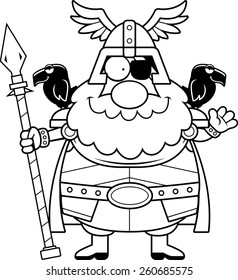 A cartoon illustration of Odin waving.