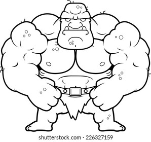 A cartoon illustration of an ogre flexing.