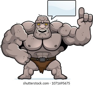 A cartoon illustration of an ogre talking.