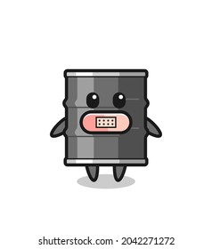 Cartoon Illustration of oil drum with tape on mouth , cute design