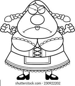 A cartoon illustration of a Oktoberfest woman looking angry.