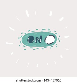 Cartoon illustration of On Switch vector on white backgroud.