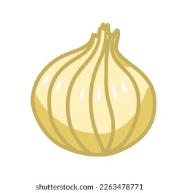 Cartoon illustration of onion. Vector fresh farm icon. Healthy ingridient for vegan and vegetarian diets. Vegetable food