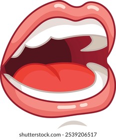 Cartoon illustration of an open mouth with the tongue sticking out, useful for topics such as oral hygiene and dental care