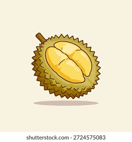 Ilustración de dibujos animados de una fruta de durión abierta