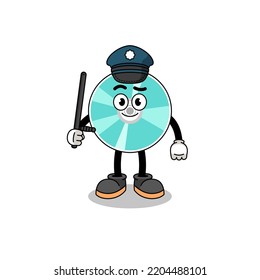 Cartoon Illustration of optical disc police , character design