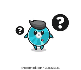 Cartoon Illustration of optical disc with the question mark , cute style design for t shirt, sticker, logo element