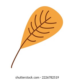 Cartoon illustration of orange autumn leaf. Autumn symbol. Foliage, fall decoration, September concept