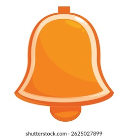 Cartoon illustration of an orange bell ringing, perfect for representing notifications, alerts, and announcements