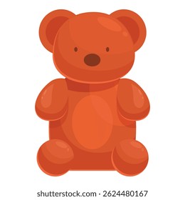 Cartoon illustration of an orange gummy bear sitting down and smiling