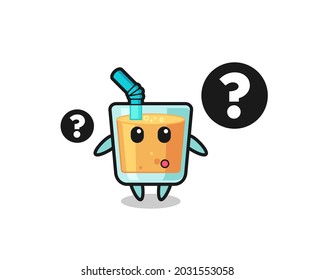 Cartoon Illustration of orange juice with the question mark , cute style design for t shirt, sticker, logo element