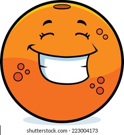 A cartoon illustration of an orange smiling and happy.