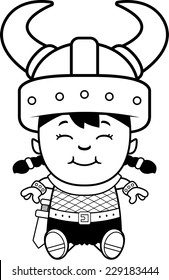A cartoon illustration of an orc child sitting.