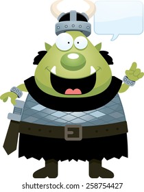 A cartoon illustration of an orc with an idea.