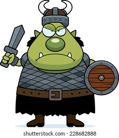 A cartoon illustration of an orc looking angry.