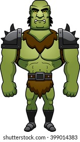 A cartoon illustration of a orc man standing.