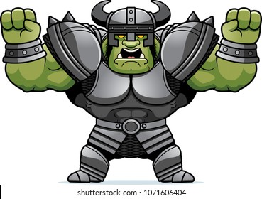 A cartoon illustration of an Orc warrior looking angry.