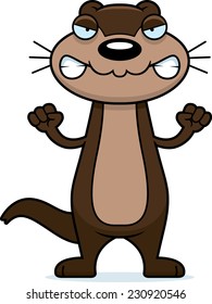 A cartoon illustration of an otter looking angry.