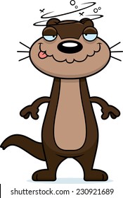 A cartoon illustration of an otter looking drunk.