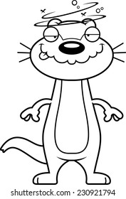 A cartoon illustration of an otter looking drunk.