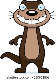 A cartoon illustration of an otter looking happy.