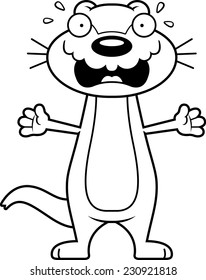 A cartoon illustration of an otter looking scared.