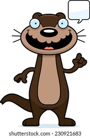 A cartoon illustration of an otter talking.