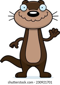 A cartoon illustration of an otter waving.