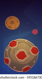 Cartoon illustration of the outer space with planets. Game background.