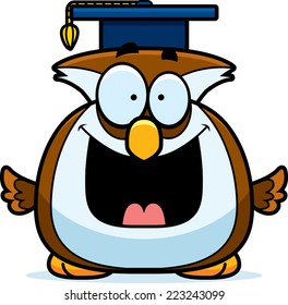 A cartoon illustration of a owl with a graduation cap.