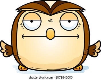 A cartoon illustration of a owl looking bored.