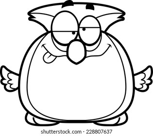 A cartoon illustration of a owl looking drunk.