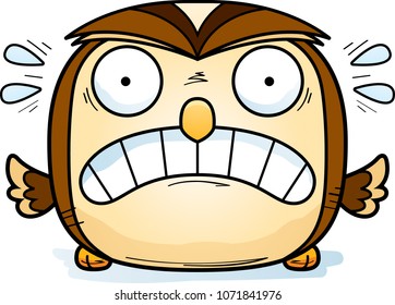 A cartoon illustration of a owl looking scared.