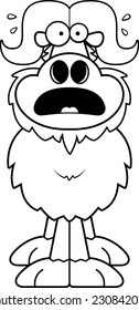 A cartoon illustration of an ox looking scared.