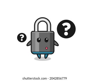 Dibujo Ilustración del candado con signo de interrogación , diseño de estilo lindo para camiseta, pegatina, elemento logotipo