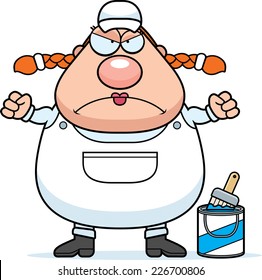 A cartoon illustration of a painter looking angry.