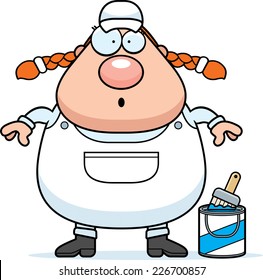 A cartoon illustration of a painter looking surprised.