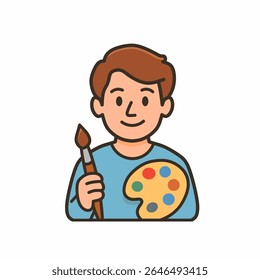 Cartoon illustration of a painter in uniform.