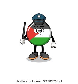 Cartoon Illustration of palestine flag police , character design