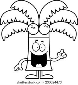 A cartoon illustration of a palm tree with an idea.