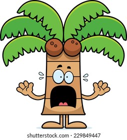 A cartoon illustration of a palm tree looking scared.