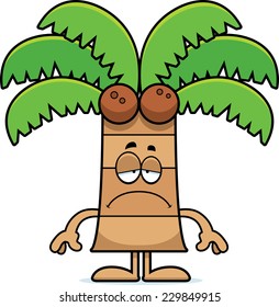 A cartoon illustration of a palm tree looking sad.